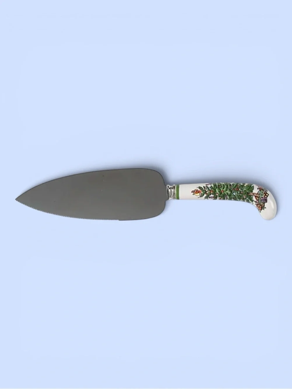 Spode Christmas Tree Pastry Server England Stainless Steel Ceramic Handle w/Box
